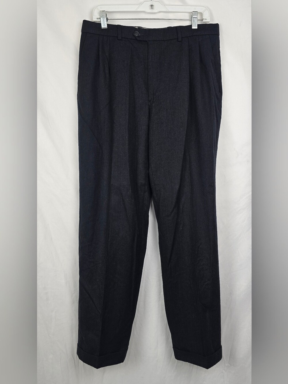 Marks & Spencer St. Michael VTG Wool & Cashmere Black Pleated Pants sz 34x31